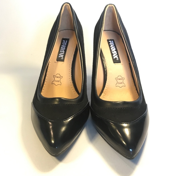 Black Panel Pointed Court, sz 7 - Picture 4 of 7